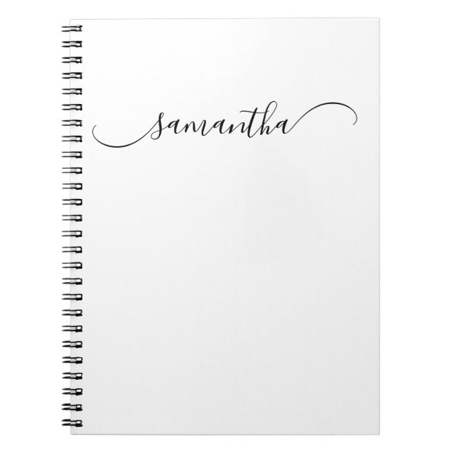 Cuaderno Nombre con firma curva elegante (Frente)