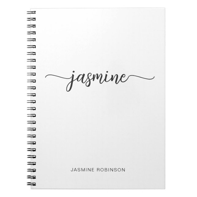 Cuaderno Nombre con guion de monograma femenino blanco mini (Frente)
