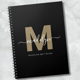 Cuaderno Nombre con iniciales de monograma de letra script 