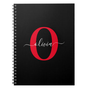 Cuaderno Nombre con letra de monograma personalizada negro 