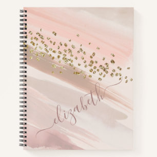 Cuaderno Nombre con letra script rosa moderno con brillo do