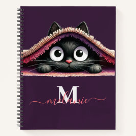 Cuaderno Nombre con monograma en letra script de gatito Pee
