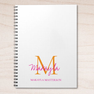 Cuaderno Nombre con monograma personalizado en letra rosa