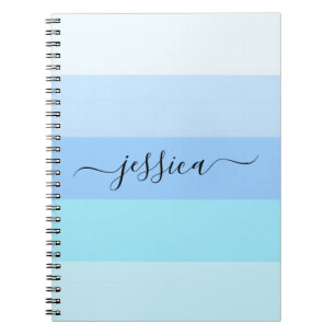 Cuaderno nombre con rayas azul claro