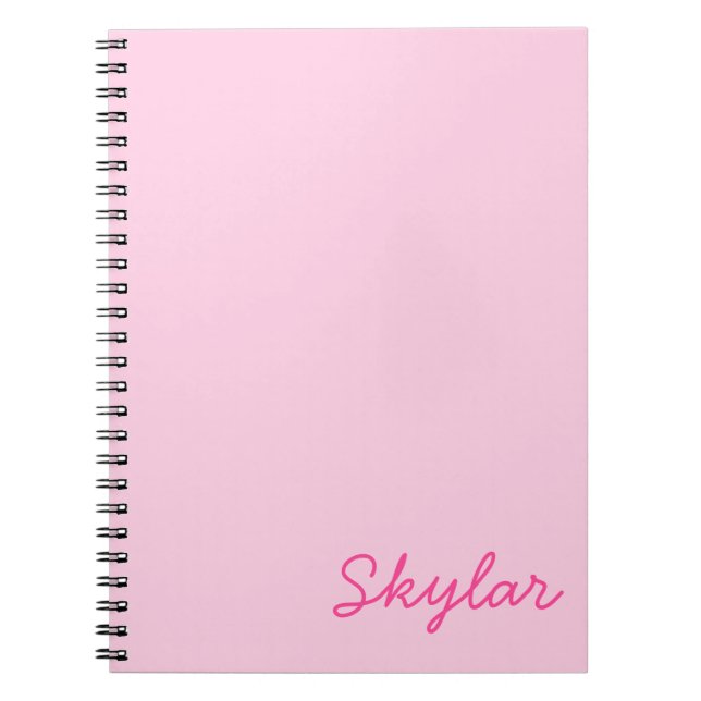 Cuaderno Nombre cursivo del Personalizado rosado rosado ros (Frente)