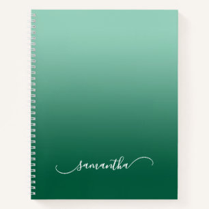 Cuaderno Nombre curvo con sombreado de verde cazador y azul