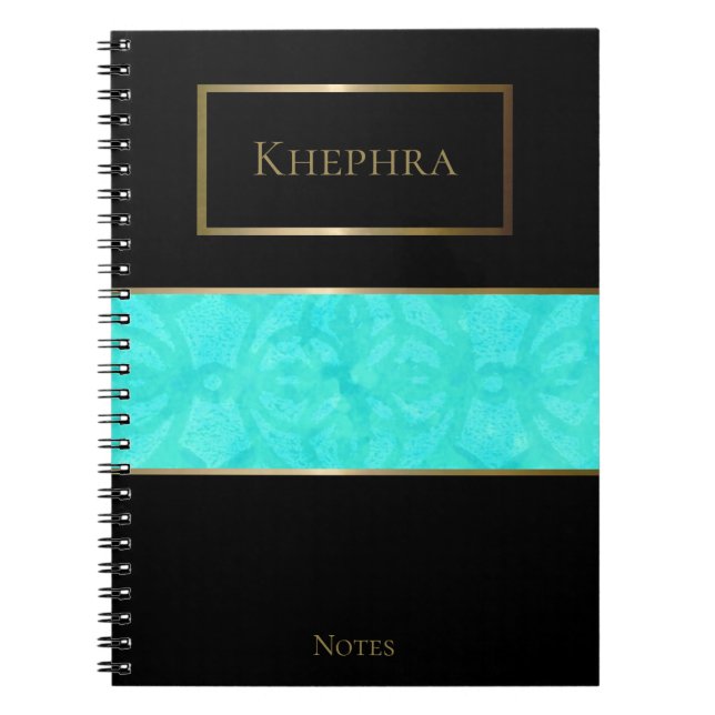 Cuaderno Nombre de acuarela simple de Aqua Blue Batik (Frente)