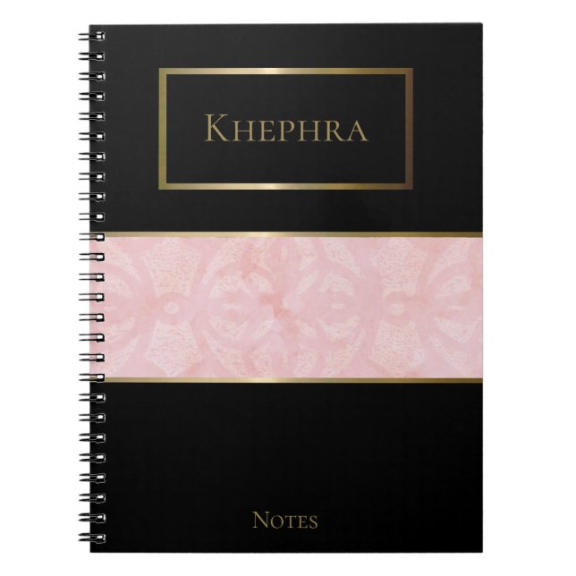Cuaderno Nombre de acuarela simple rosa en polvo (Frente)