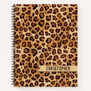 Cuaderno Nombre de añadir de impresión de leopardo de tex