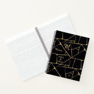 Cuaderno Nombre de arte de la alfarería japonesa de oro neg