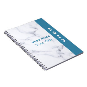 Cuaderno Nombre de aspecto fresco Personalizar mármol blanc