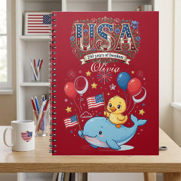 Cuaderno Nombre de ballena bebé patriótica de EE. UU. 250 a