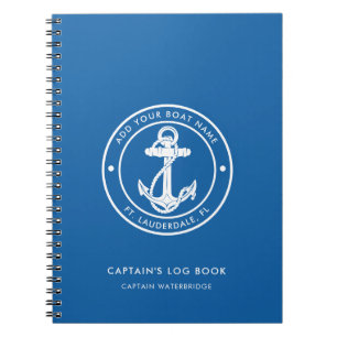 Cuaderno Nombre de barco ancla náutica Registro del capitán