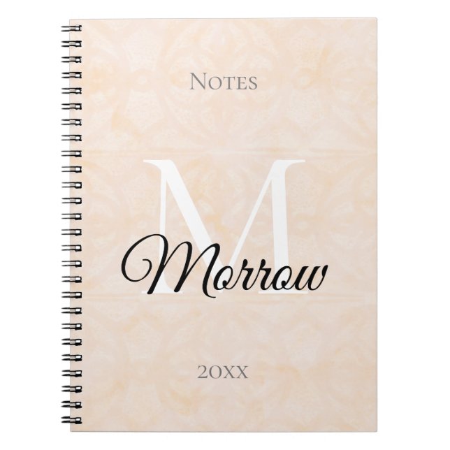 Cuaderno Nombre de Batik Blanc Cream y Año Monogramado (Frente)