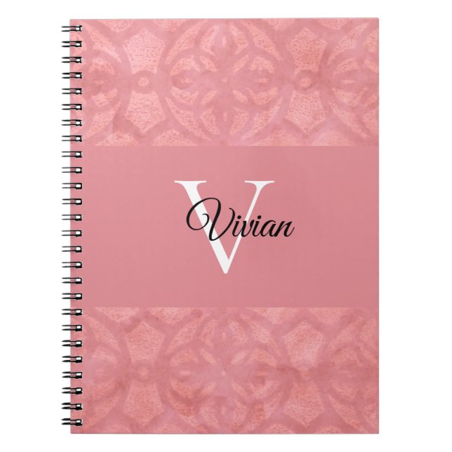 Cuaderno Nombre de Batik Rosado Ruddy Monogramado (Frente)