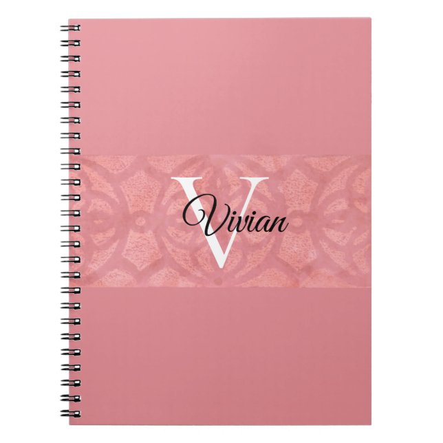 Cuaderno Nombre de Batik Rosado Ruddy Monogramado (Frente)