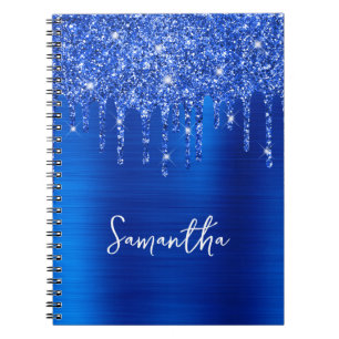 Cuaderno Nombre de brillo del Purpurina azul real