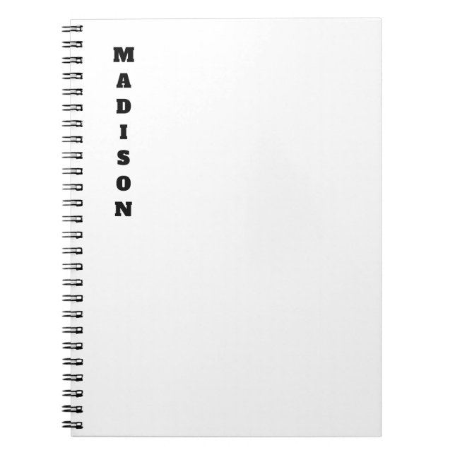 Cuaderno Nombre de Caligrafía Elegante Negro y Blanco (Frente)
