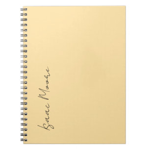 Cuaderno Nombre de caligrafía elegante simple color beige