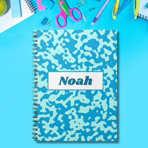 Cuaderno Nombre de Camuflaje Azul de Piscina
