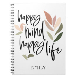 Cuaderno Nombre de cita motivador de Happy Mind Happy Life