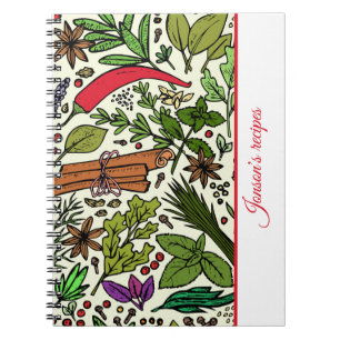 Cuaderno Nombre de cocina de patrón de especias Portátil de