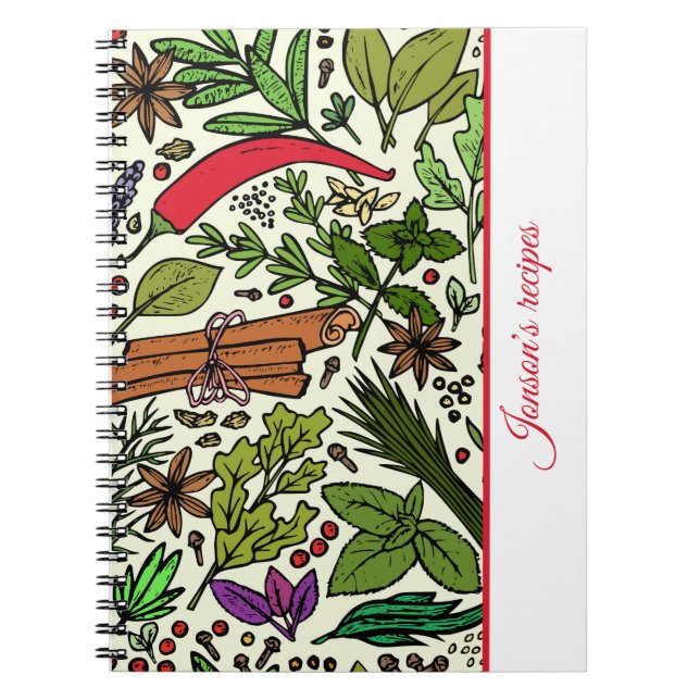 Cuaderno Nombre de cocina de patrón de especias Portátil de (Frente)