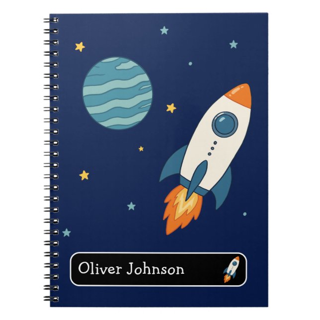 Cuaderno Nombre de Cohete Espacial Personalizado Escuela (Frente)