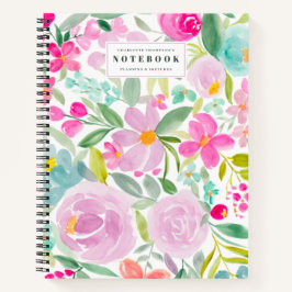 Cuaderno nombre de color floral floral de color ocre girato