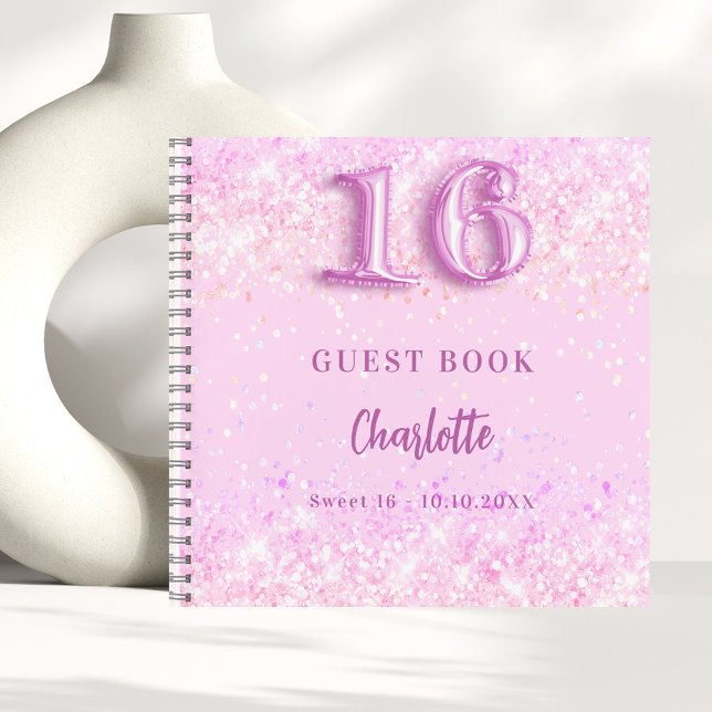 Cuaderno Nombre de confetti rosado Sweet 16 (Subido por el creador)