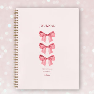 Cuaderno Nombre de coqueta de arcos rojos rosados y femenin
