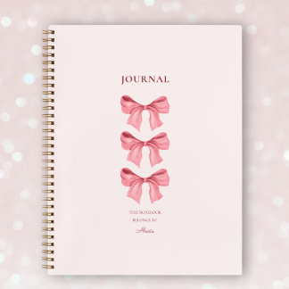 Cuaderno Nombre de coqueta de arcos rojos rosados y femenin