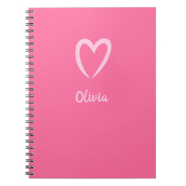 Cuaderno Nombre de corazón rosado de potencia Minimalista
