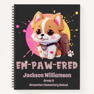 Cuaderno Nombre de Corgi Chibi Kawaii Lindo Año Escolar en 