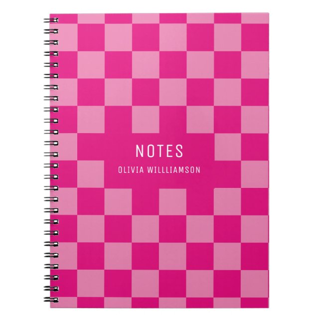 Cuaderno Nombre de Cuadrícula Rosa (Frente)