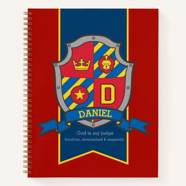 Cuaderno Nombre de Daniel que significa azul escudo (Anverso)