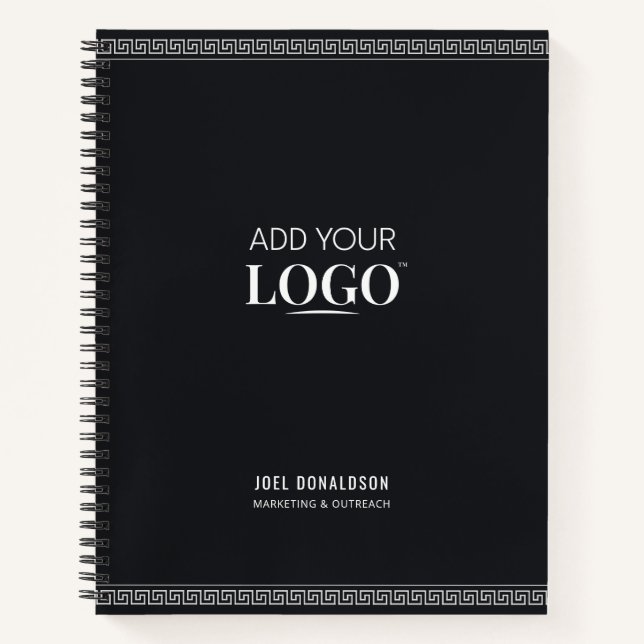 Cuaderno Nombre de empleado personalizado Meander griego ne (Anverso)