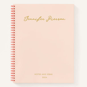 Cuaderno Nombre de escritura a mano de Personalizado de oro