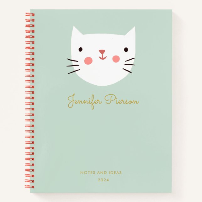 Cuaderno Nombre de escritura a mano de Personalizado verde  (Anverso)