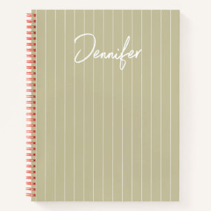 Cuaderno Nombre de escritura a mano personalizado del verde