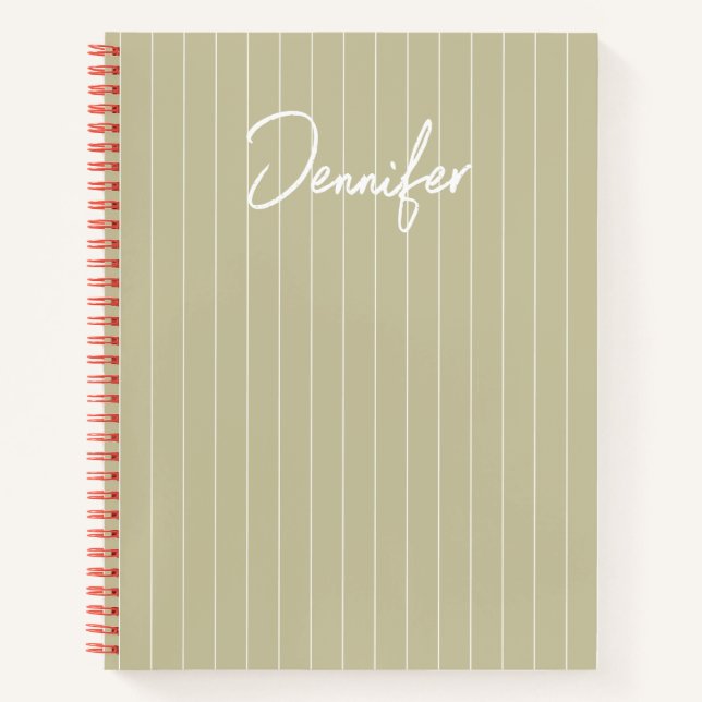 Cuaderno Nombre de escritura a mano personalizado del verde (Anverso)