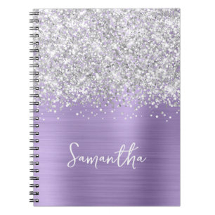 Cuaderno Nombre de escritura Glam Morado Pálido Brillo Plat