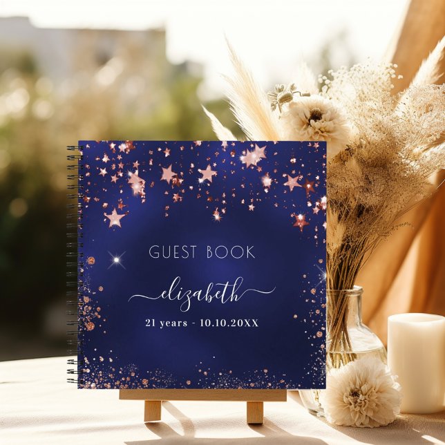 Cuaderno Nombre de estrellas de oro del rosa azul marino de (Subido por el creador)
