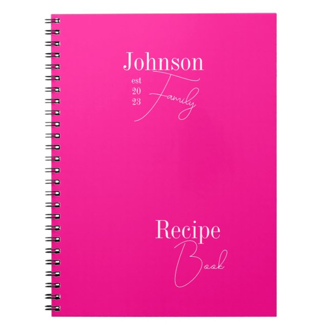 Cuaderno Nombre de familia personalizado moderno Receta ros (Frente)