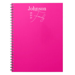 Cuaderno Nombre de familia personalizado rosa caliente