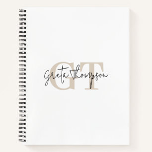 Cuaderno Nombre de firma Monograma Beige