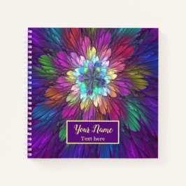 Cuaderno Nombre de flor abstracta fractal psicodélica color