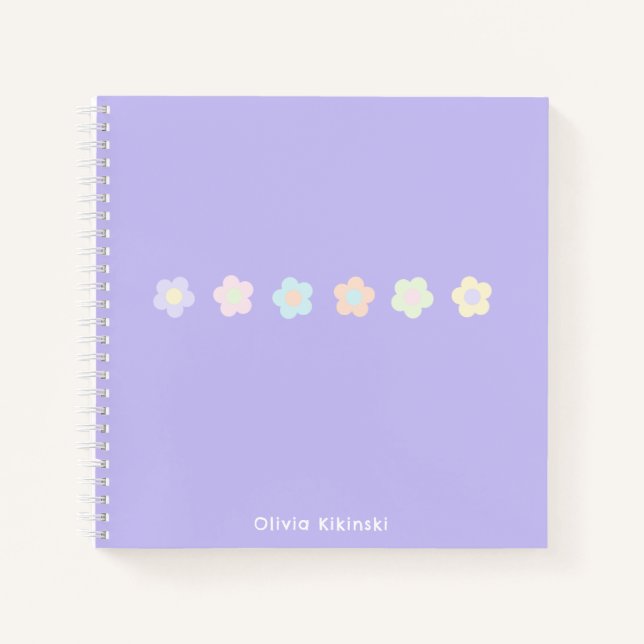 Cuaderno Nombre de Flores Pastel Moradas Lindas (Anverso)