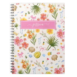 Cuaderno Nombre de flores y conchas trópicas de la mano de