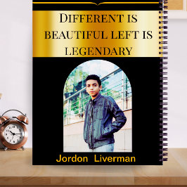 Cuaderno Nombre de foto de oro negro de mano izquierda para